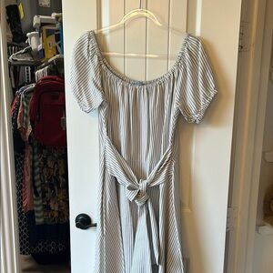 ANTONIO MELANI Blue and White Puff Sleeve Sundress